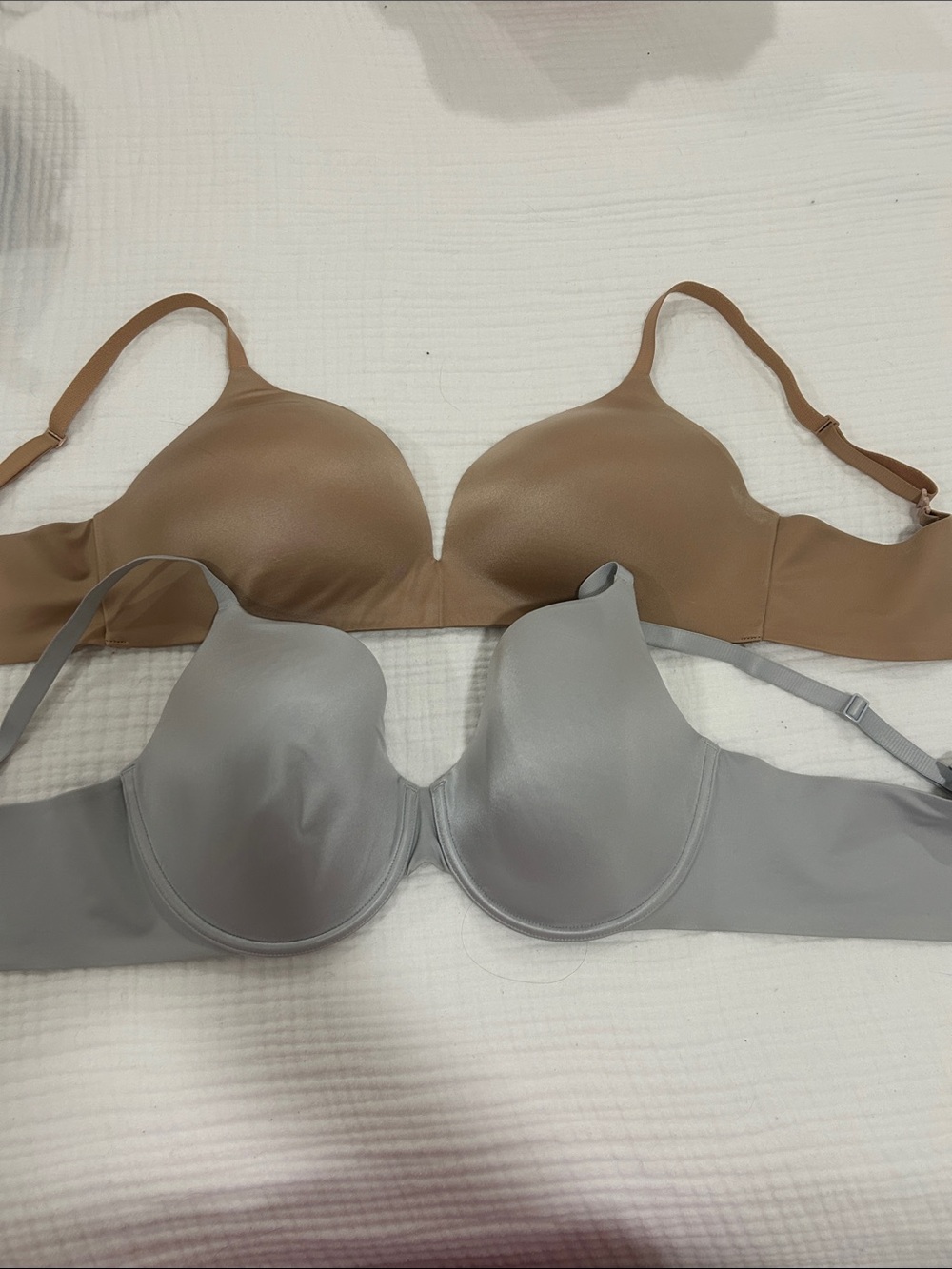 Smooth Molded T-Shirt Bras in Taupe and Light Gray